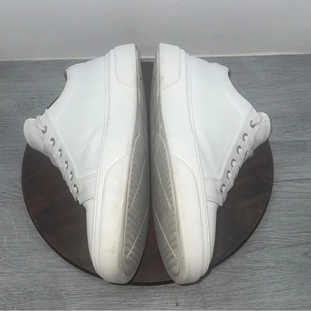 Valentino by Mario Valentino Ronald Logo Leather Sneakers White Sliver Men’s 12